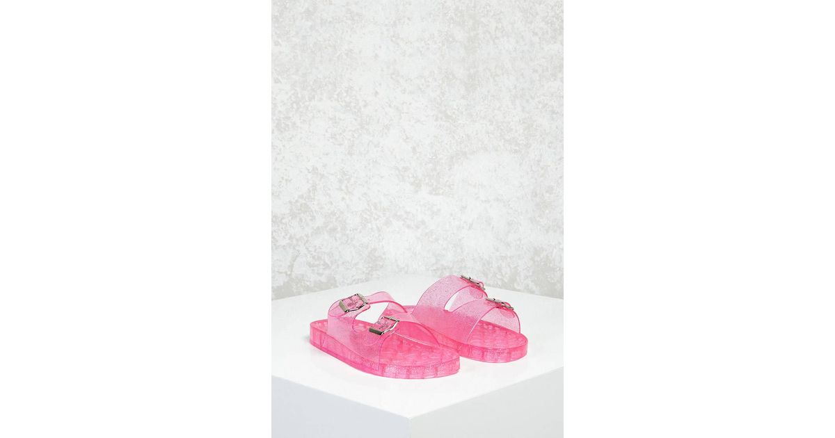pink glitter jelly slides