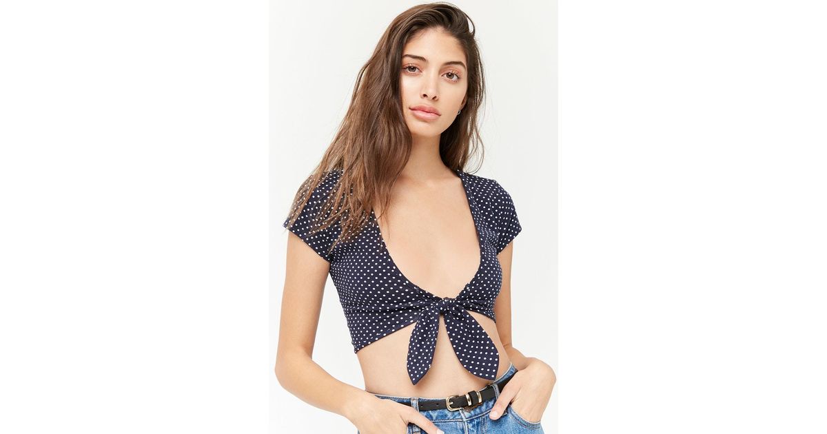 polka dot front tie top