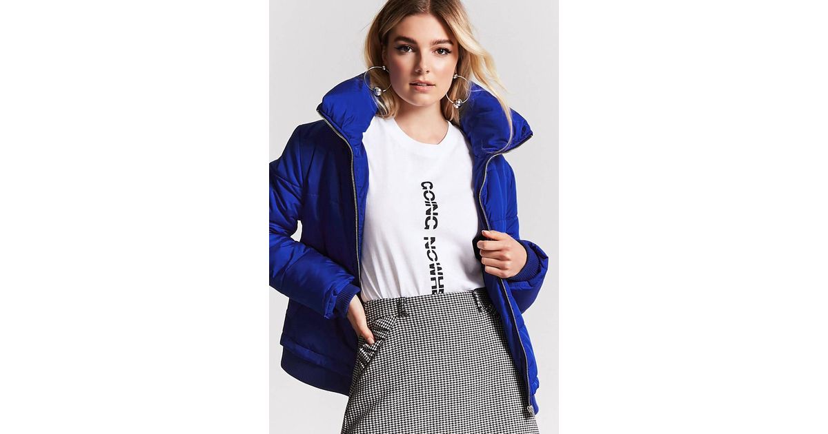 Forever 21 Blue Puffer Jacket Discount 