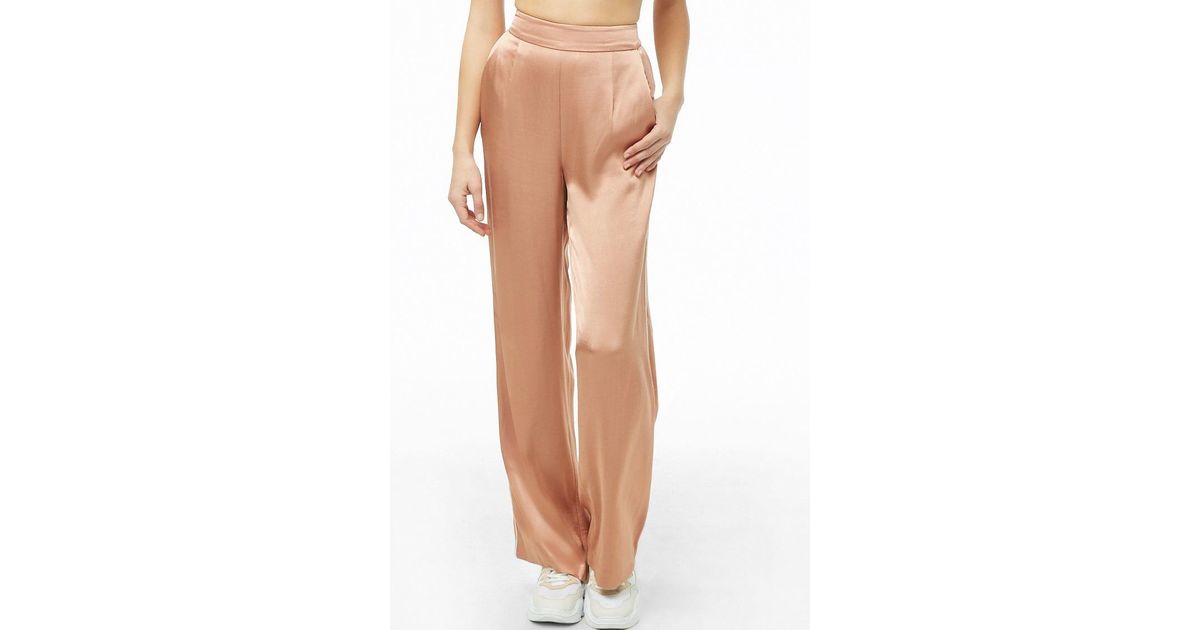 Forever 21 Piped Wide-leg Satin Pants 