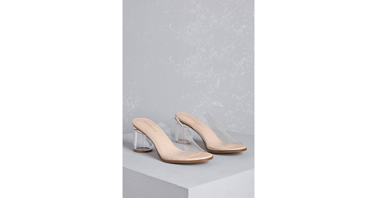 Clear Lucite Heel Mules 