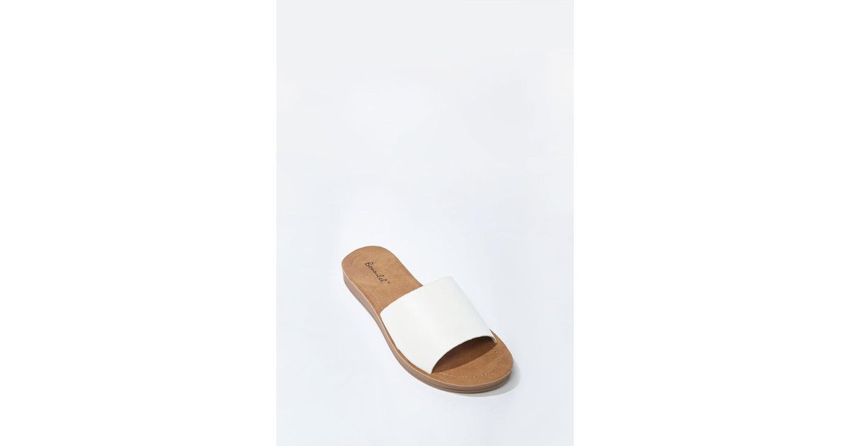 faux leather slide sandals