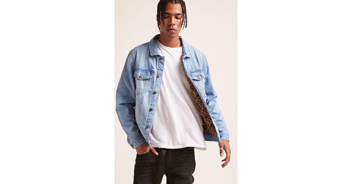 Forever 21 Leopard-lined Denim Jacket 