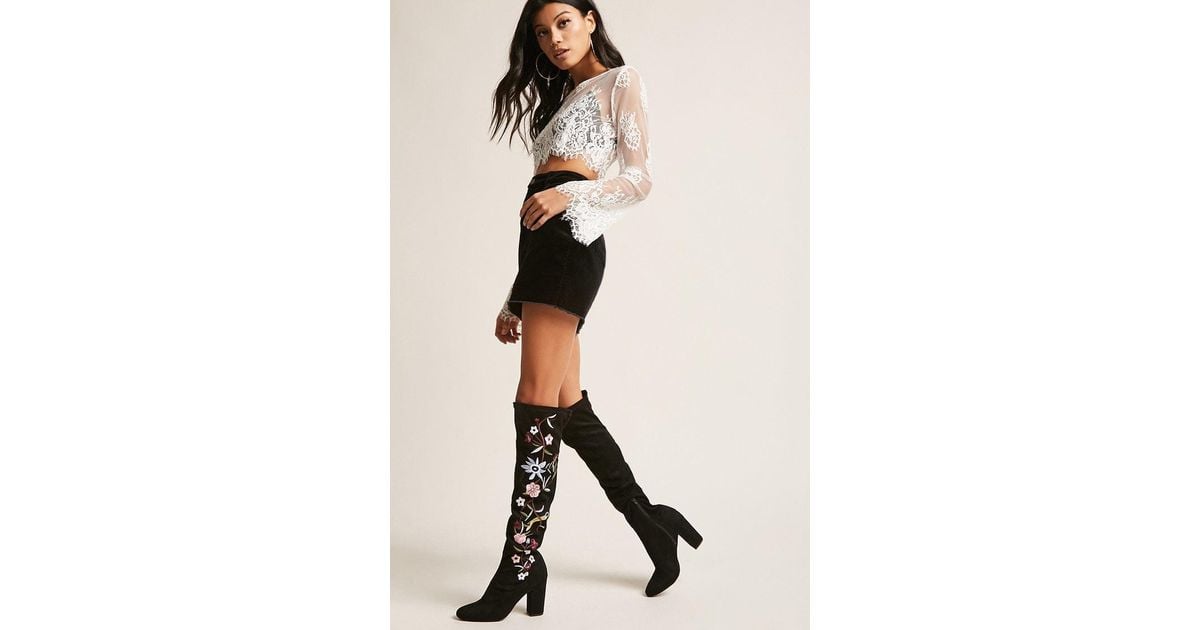 knee high embroidered boots