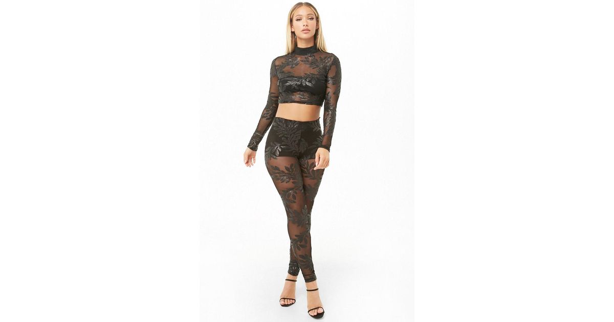 sequin mesh crop top