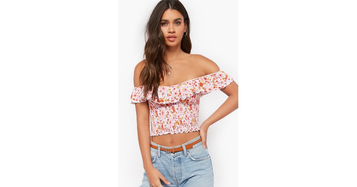 forever 21 smocked off the shoulder top