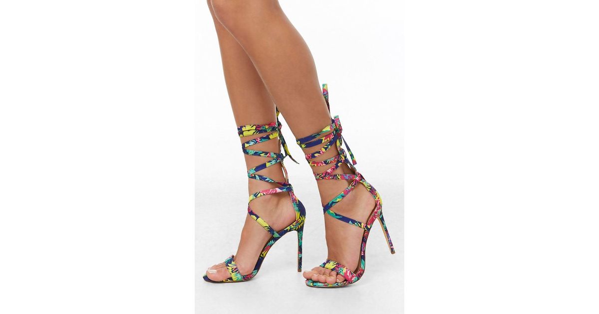 Synthetic Tropical Print Stiletto Heels 