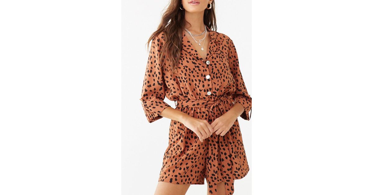 forever 21 leopard romper