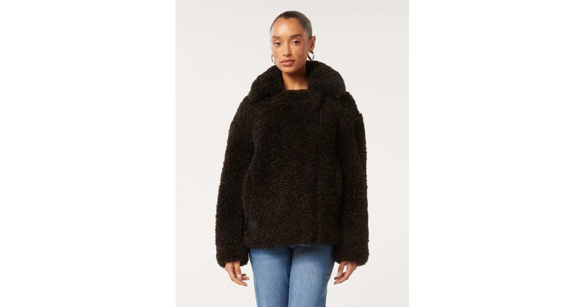 Forever New Belle Petite Faux-Fur Aviator Jacket in Black Lyst UK