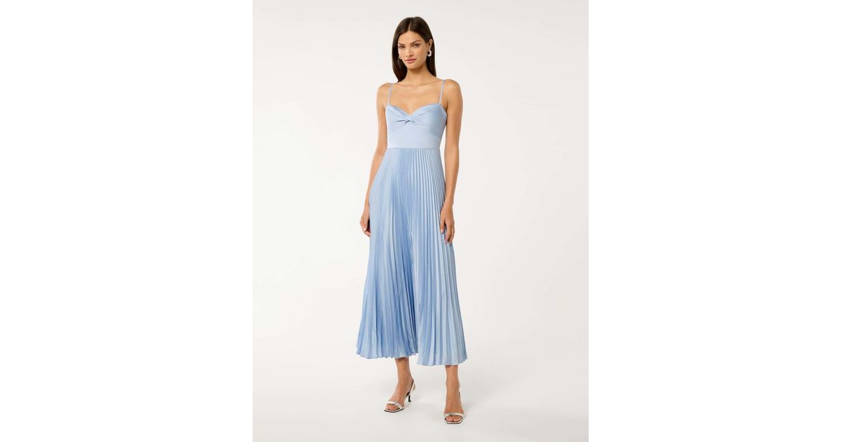 Forever New Chloe Pleated Midi Dress in Blue | Lyst UK