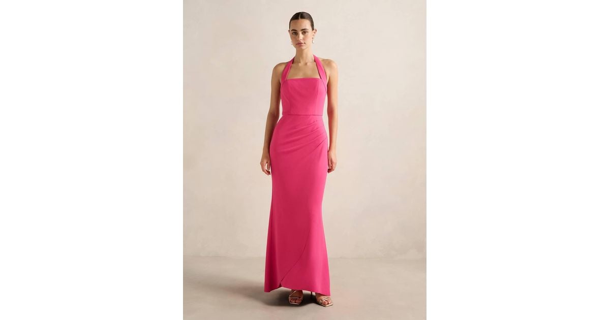 Forever New Willow Halter Wrap Maxi Dress in Pink