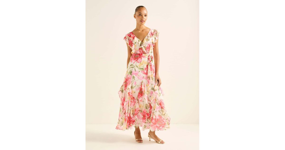 Forever New Naya Ruffle Midi Dress in Pink | Lyst UK
