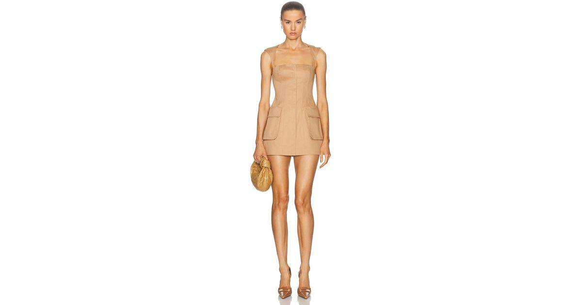 ashleigh stretch cotton cargo mini dress L'academie 'Academie Ashleigh Stretch Cotton Cargo Mini Dress in Natural