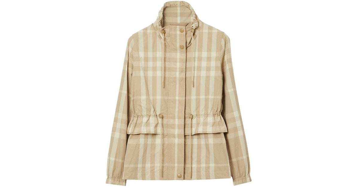 Burberry Ruched Waist Jacket in Natural | Lyst