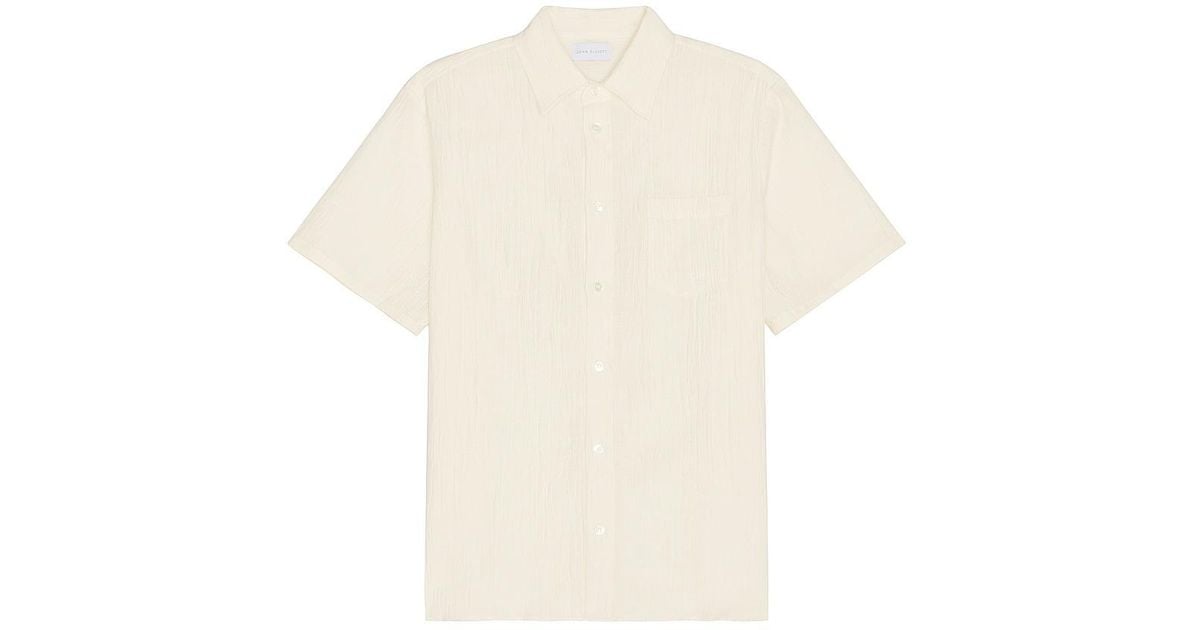 John Elliott Short Sleeve Cloak Button Up Shirt in White for Men | Lyst