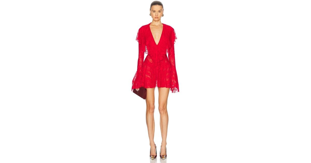 chinese dress ladies Norma Kamali Long Sleeve Deep V Ruffle Mini Dress main image 0