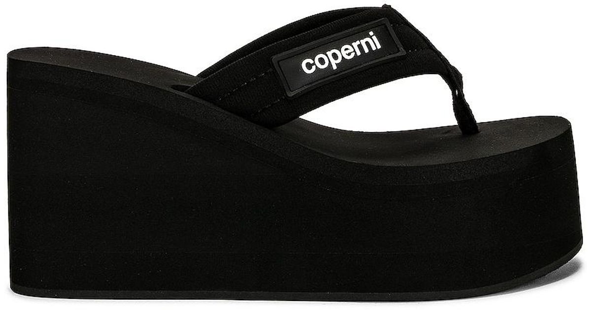 Coperni Rubber Branded Wedge Sandals in Black Lyst UK