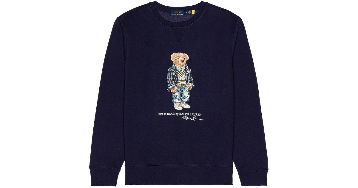 Polo Ralph Lauren Cotton Heritage Bear Crewneck in Blue for Men | Lyst
