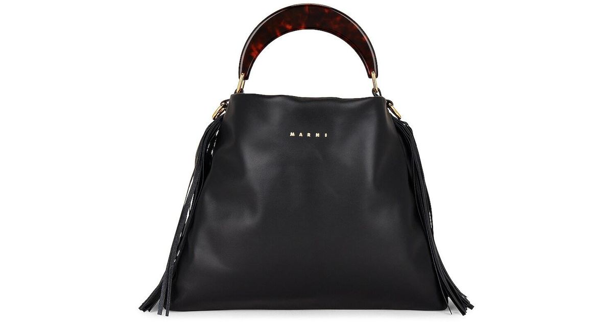 Marni Leather Venice Small Hobo Bag in Black | Lyst