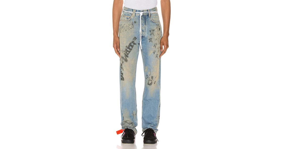 Off-White c/o Virgil Abloh Denim Diagonal Pocket Slim Jeans in Blue for Men Mens Clothing Jeans Slim jeans 