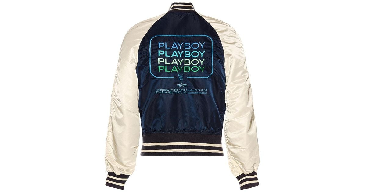 Alpha Industries Playboy Multi Stack Bomber in Blue for Men | Lyst