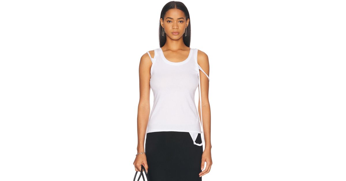 Helmut Lang Strap Tank Top in White | Lyst