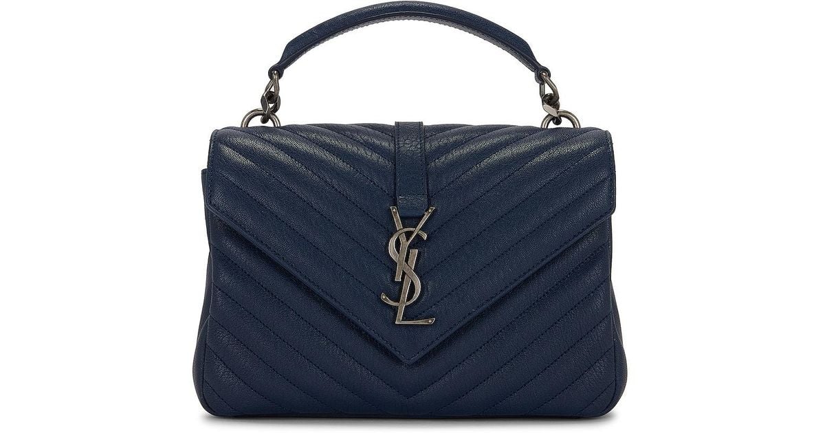 Saint Laurent Leather Medium College Monogramme Chain Bag in Blue | Lyst