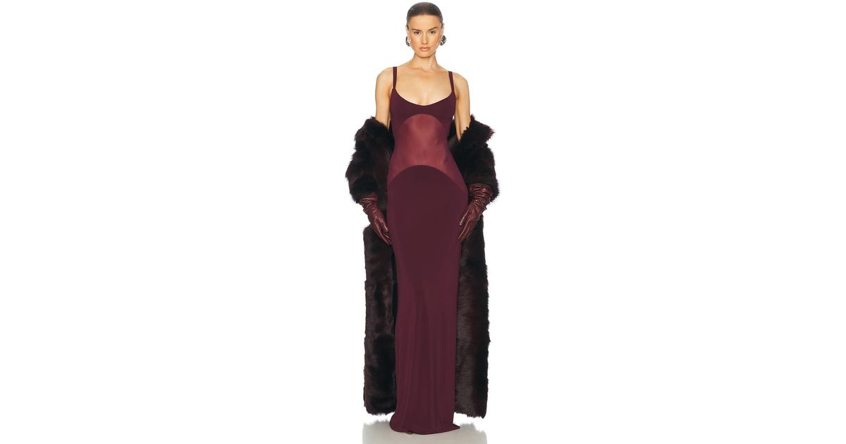 Helsa Sheer Knit Curve Maxi Dress in Red | Lyst Helsa Sheer Knit Curve Maxi Dress in Red | Lyst
