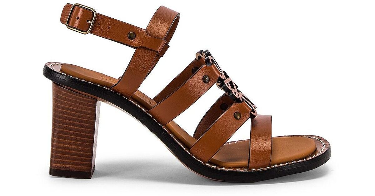 Loewe Leather Anagram 70 Sandal in Tan (Brown) | Lyst