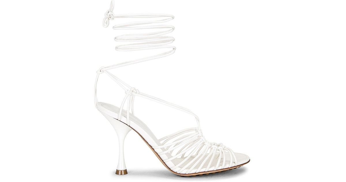 Bottega Veneta Leather Dot Lace Up Sandals in White | Lyst
