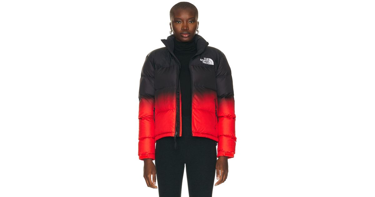 The North Face 96 Nuptse Dip Dye Jacket in Red | Lyst