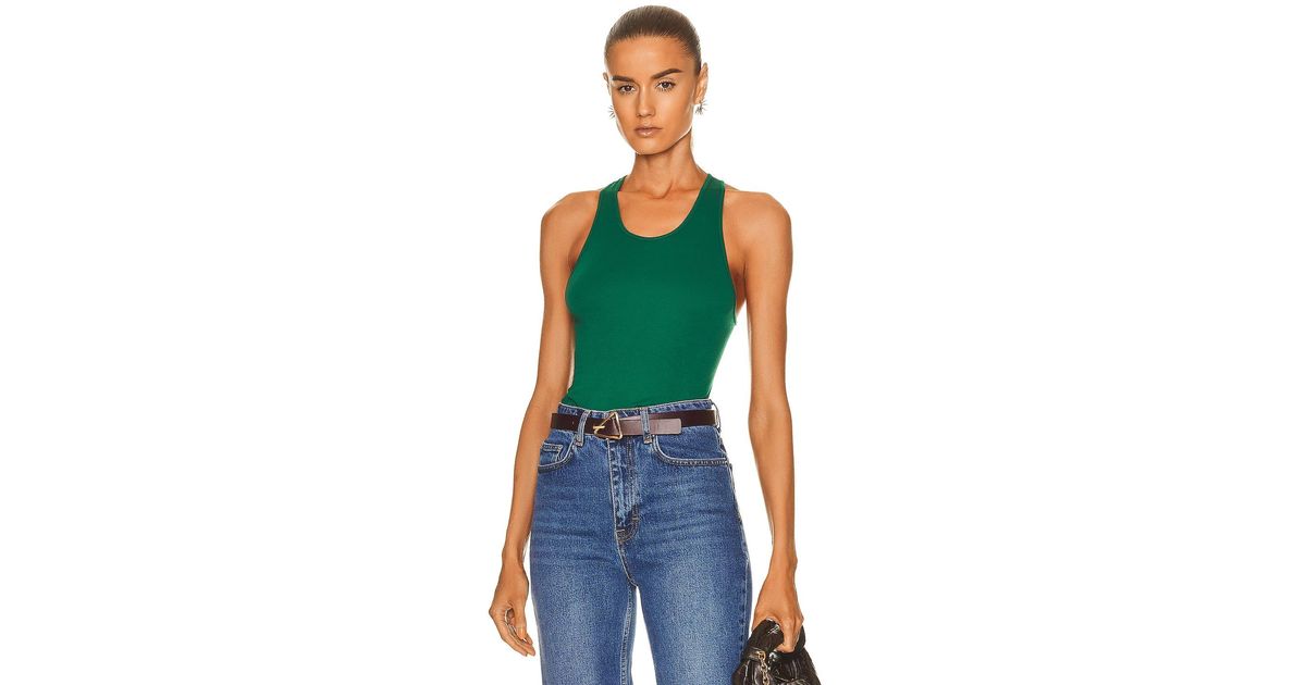 Enza Costa For Fwrd Supima Cotton Slim Racer Tank in Green | Lyst