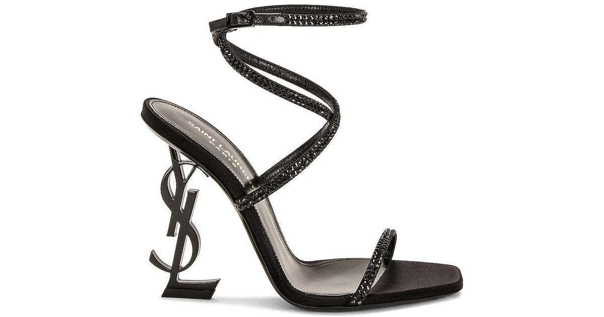 Saint Laurent Opyum Crystal Sandal in Black Lyst