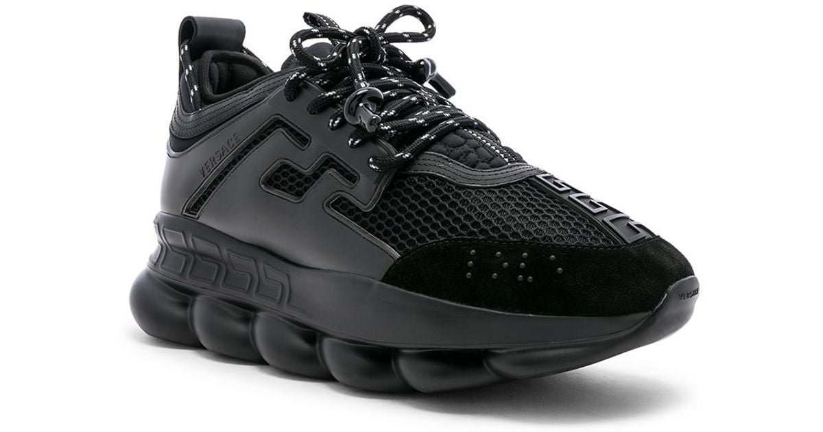Versace Leather Chain Reaction Sneakers in Black for Men - Save 30% - Lyst