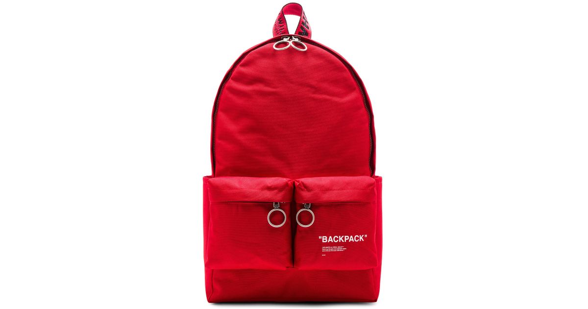 off white red quote backpack
