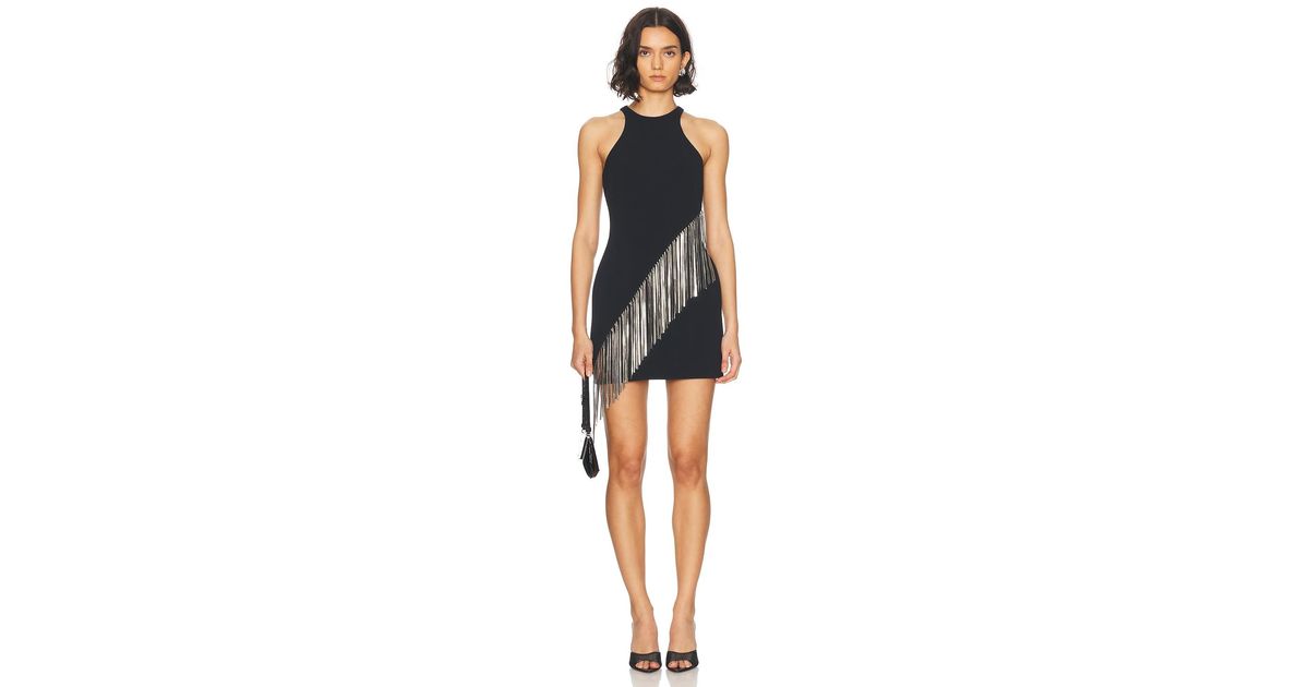 David Koma Fringe Metallic Chain Mini Dress in Black | Lyst