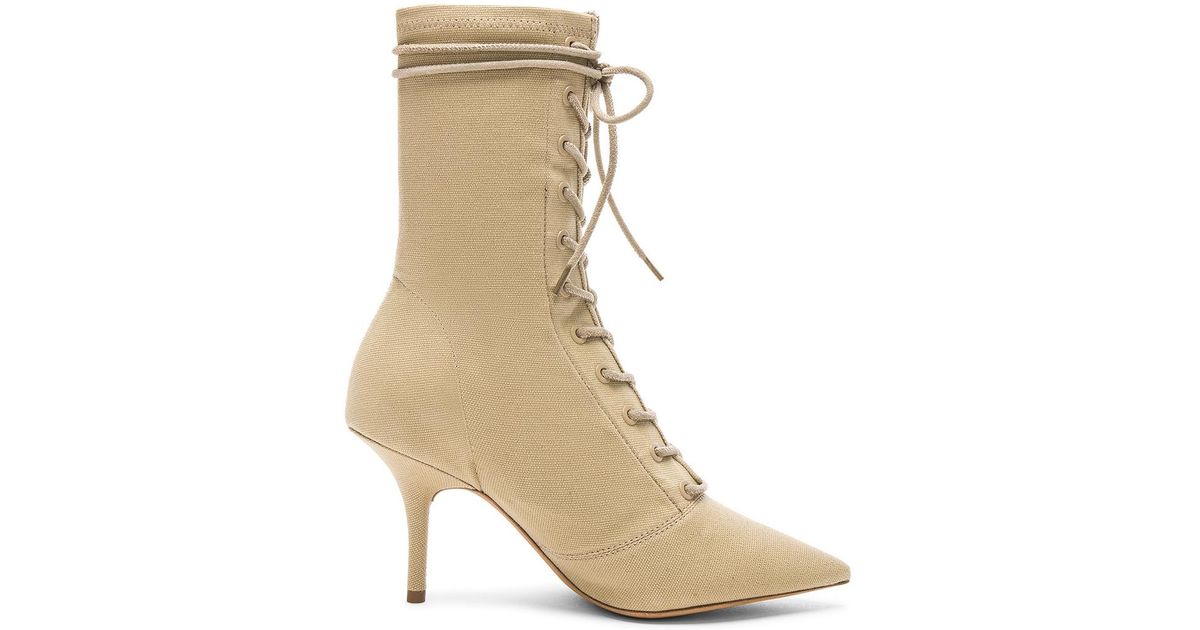 Yeezy Season 6 Stretch Canvas Lace Up Ankle Boot in Natural | Lyst