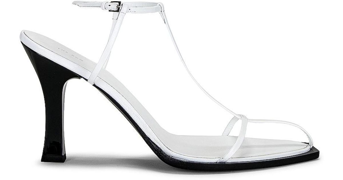 The Row Leather T Bar Heel Sandals in White Lyst UK