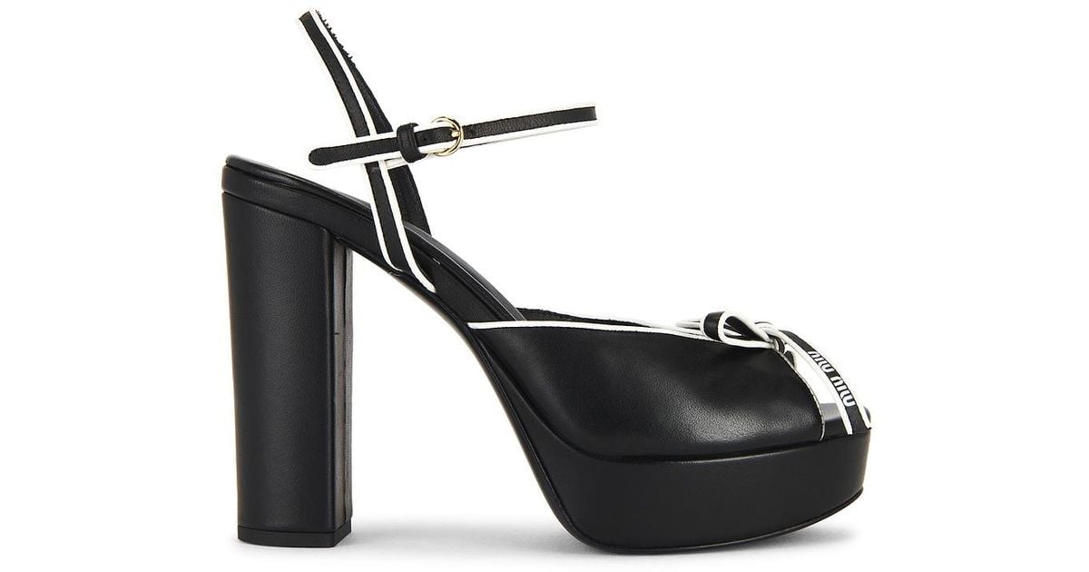 Miu Miu Platform Sandal in Black | Lyst