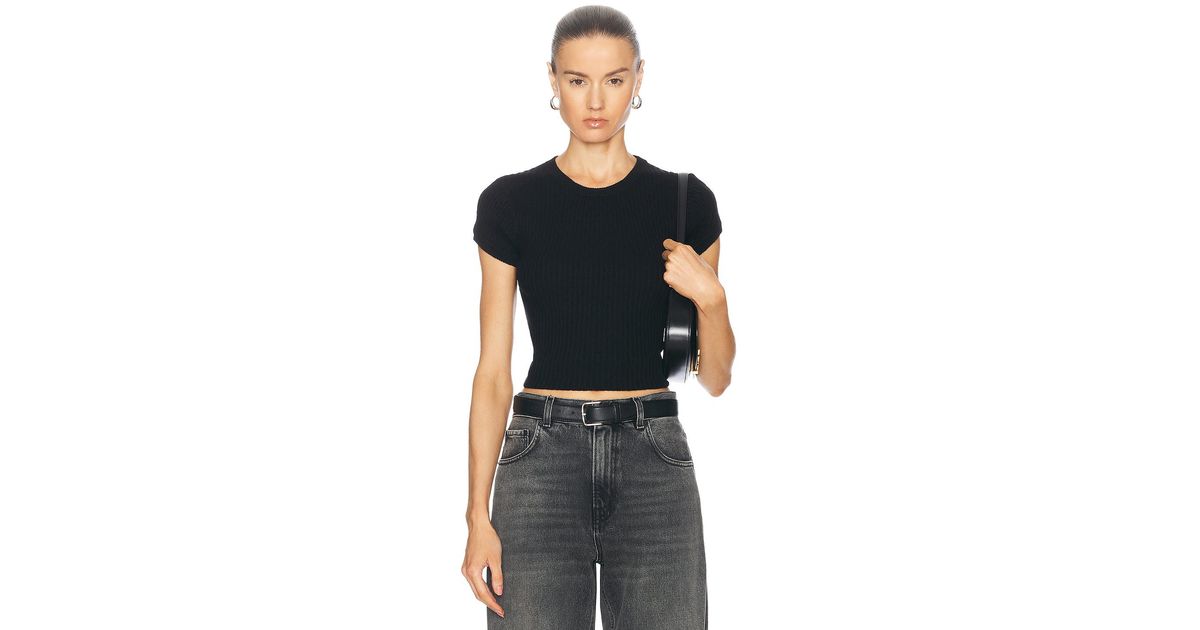 Enza costa cuffed crew neck top hot sale