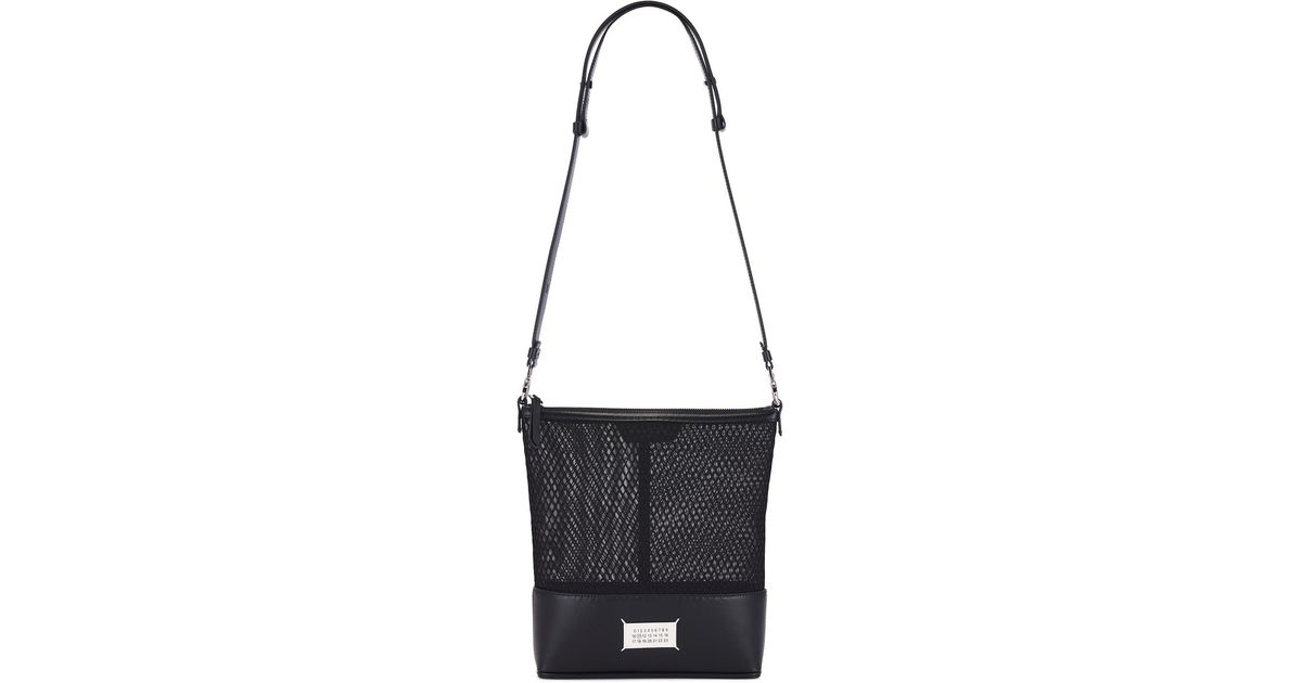 Maison Margiela 5AC Hobo Leather x canvas Tote Bag Shoulder Bag SB1WG0042 black