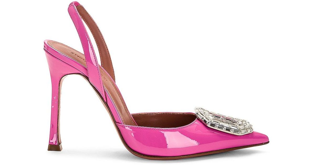 AMINA MUADDI Camelia Patent 105 Sling Heel in Pink | Lyst