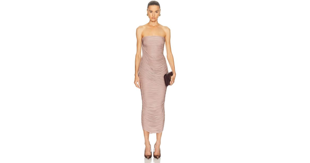 Alex Perry Strapless Drape Column Dress in White | Lyst