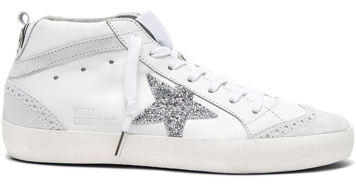 Golden Goose Swarovski Crystal Embellished Mid Star Sneakers in White ...