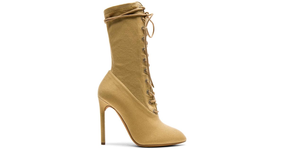 Yeezy Stretch Canvas Lace Up Boots in Natural | Lyst