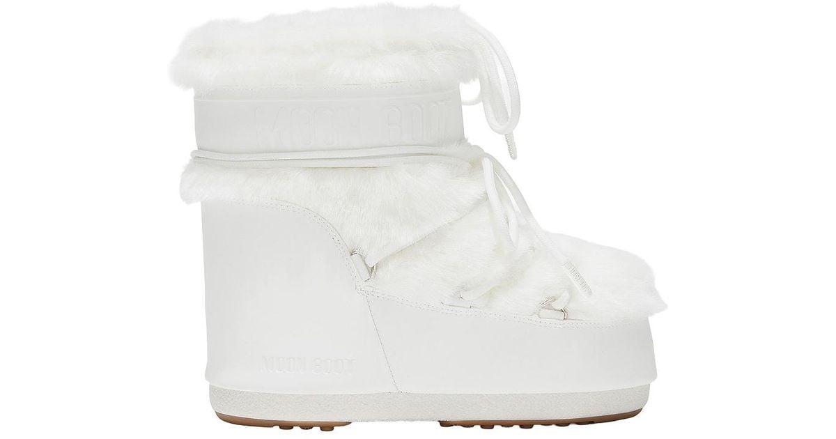 Moon Boot Icon Low Faux Fur Boot in White | Lyst