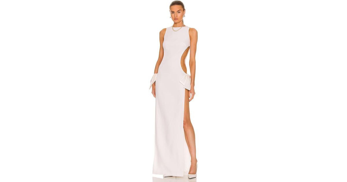 Monot Satin Bow Cut Out Gown in White | Lyst UK