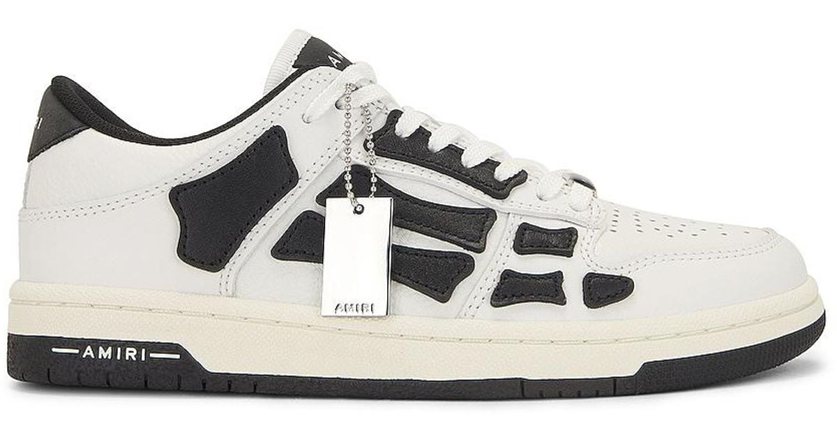 Amiri Leather Skeleton Low Top Sneaker in White & Black (White) | Lyst