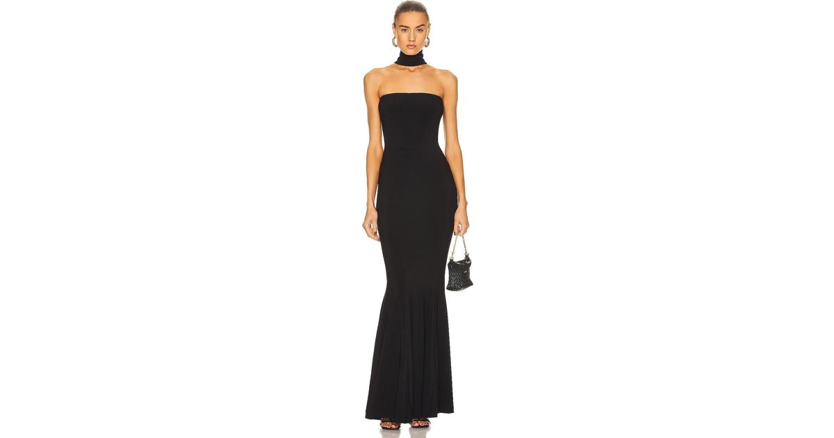 Norma Kamali Turtleneck Strapless Fishtail Gown in Black | Lyst UK
