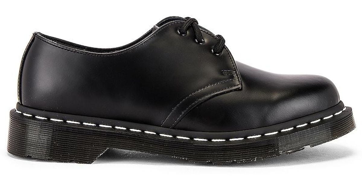 Dr. Martens 1461 White Stitch Shoe in Black for Men | Lyst